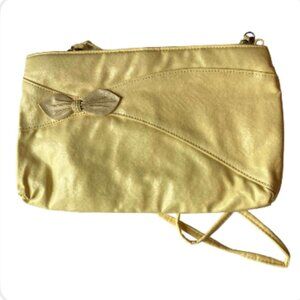 Vintage Yellow Bow Crossbody Purse with Removeable Shoulder Strap (741-4)